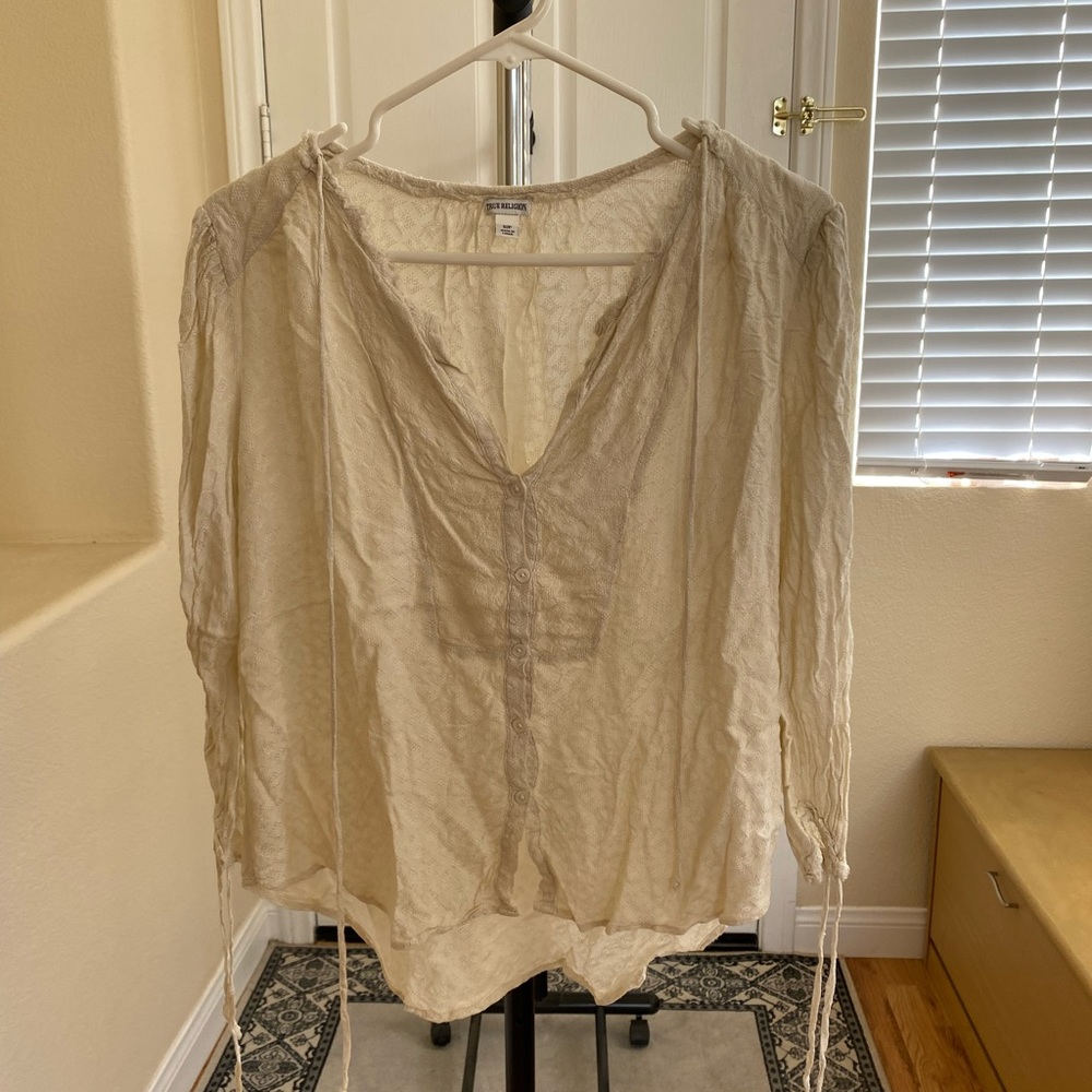 True religion cream blouse size small